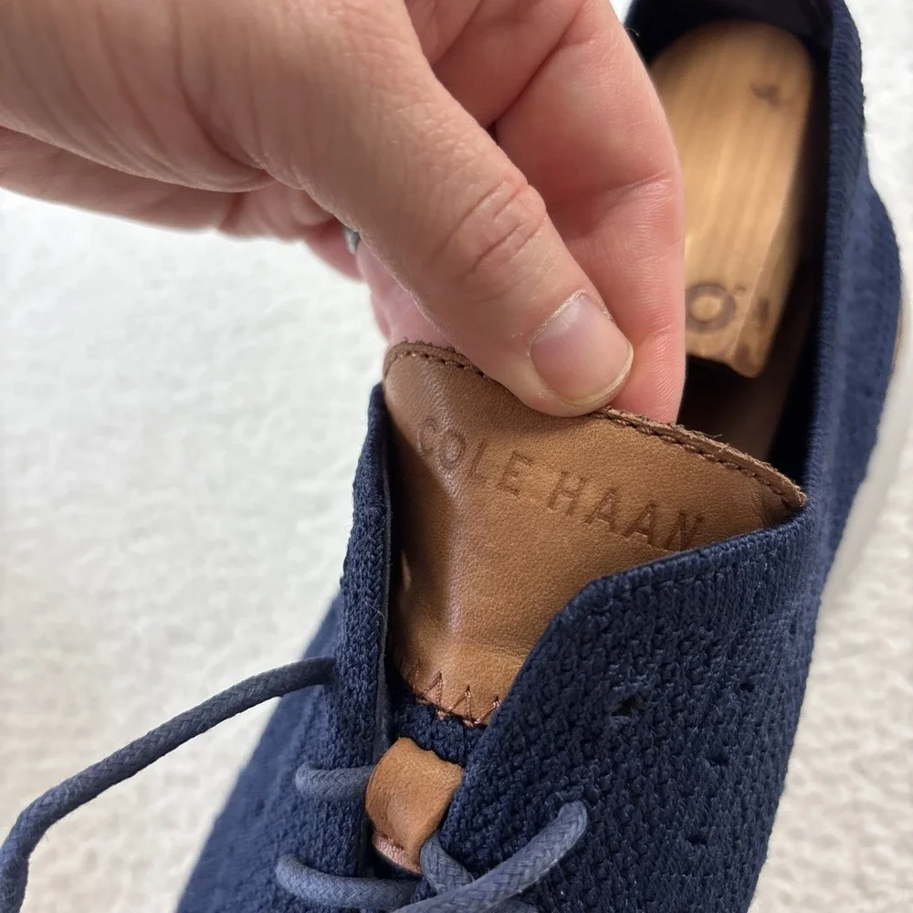 COLE HAAN '2.Zerogrand Stitchlite Wingtip Oxfords' Mens 11 Navy Blue Dress Shoes